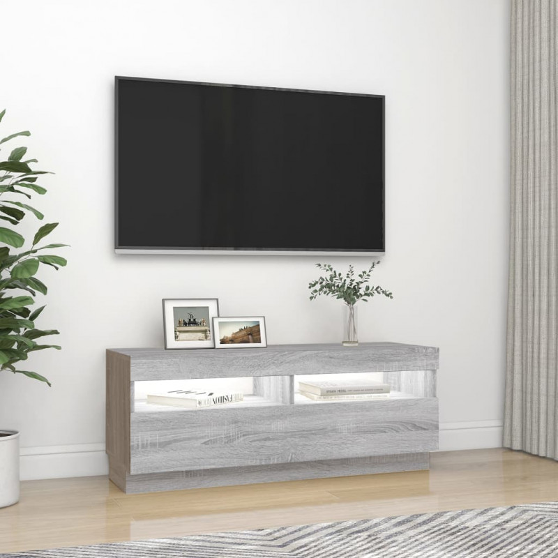 Szafka pod TV z oświetleniem LED szary dąb sonoma, 100x35x40 cm