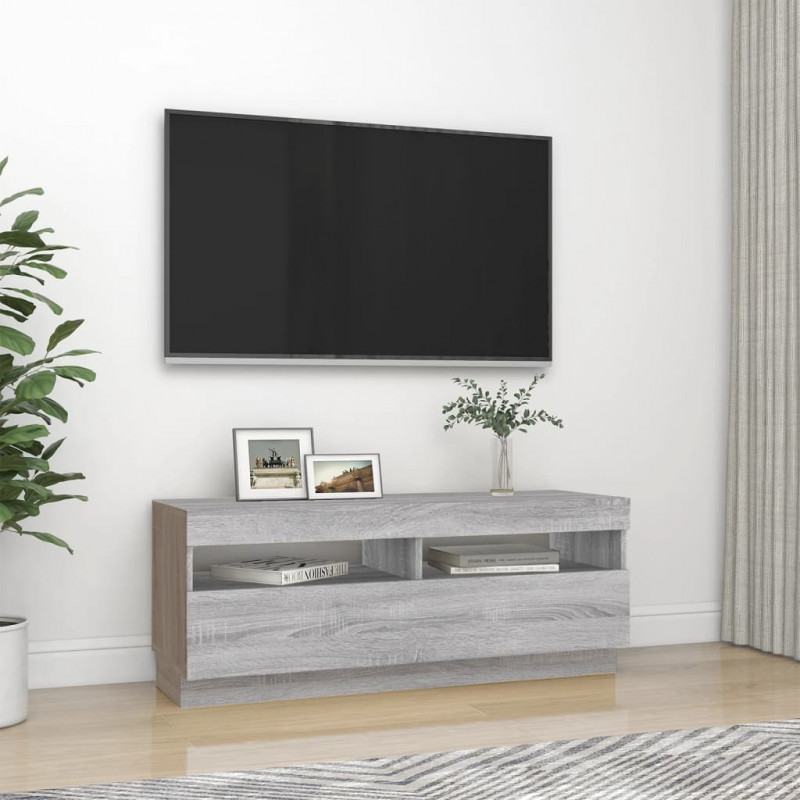 Szafka pod TV z oświetleniem LED szary dąb sonoma, 100x35x40 cm