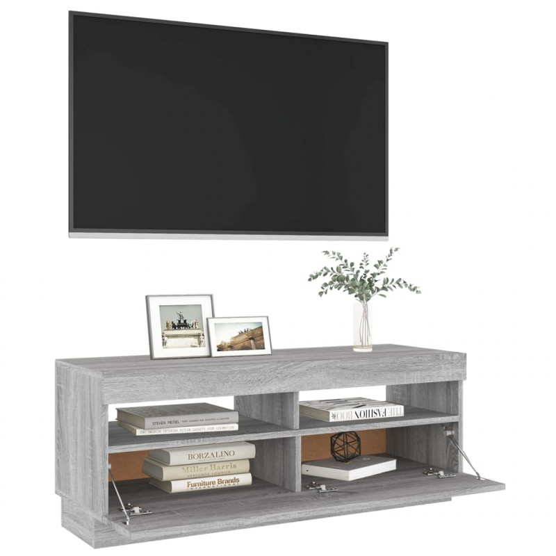 Szafka pod TV z oświetleniem LED szary dąb sonoma, 100x35x40 cm