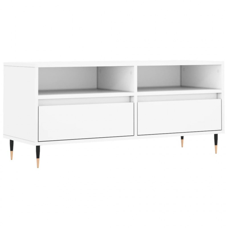 Szafka pod TV, biała, 100x34,5x44,5 cm, materiał drewnopochodny
