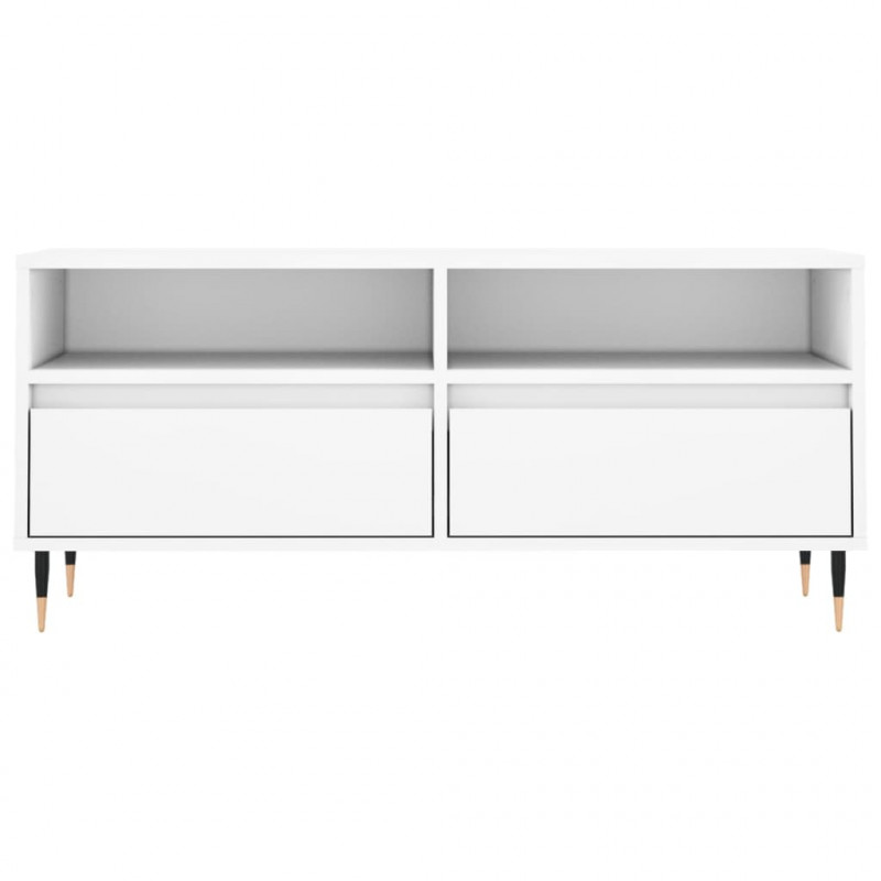 Szafka pod TV, biała, 100x34,5x44,5 cm, materiał drewnopochodny