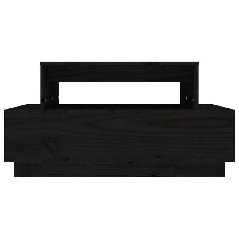 Stolik kawowy, czarny, 80x55x40,5 cm, lite drewno sosnowe