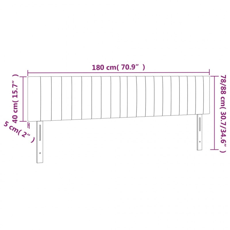 Zagłówek do łóżka z LED, ciemnozielony, 180x5x78/88 cm, aksamit