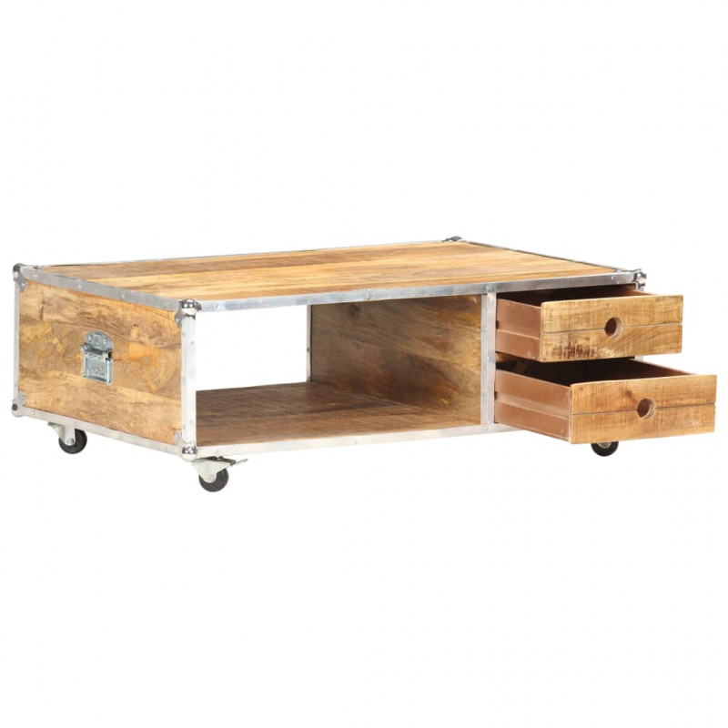 Stolik kawowy, 89x59x33 cm, lite, surowe drewno mango