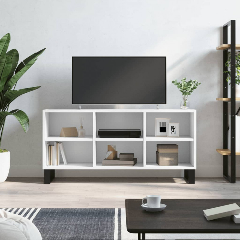 Szafka pod TV, biała, 103,5x30x50 cm, materiał drewnopochodny
