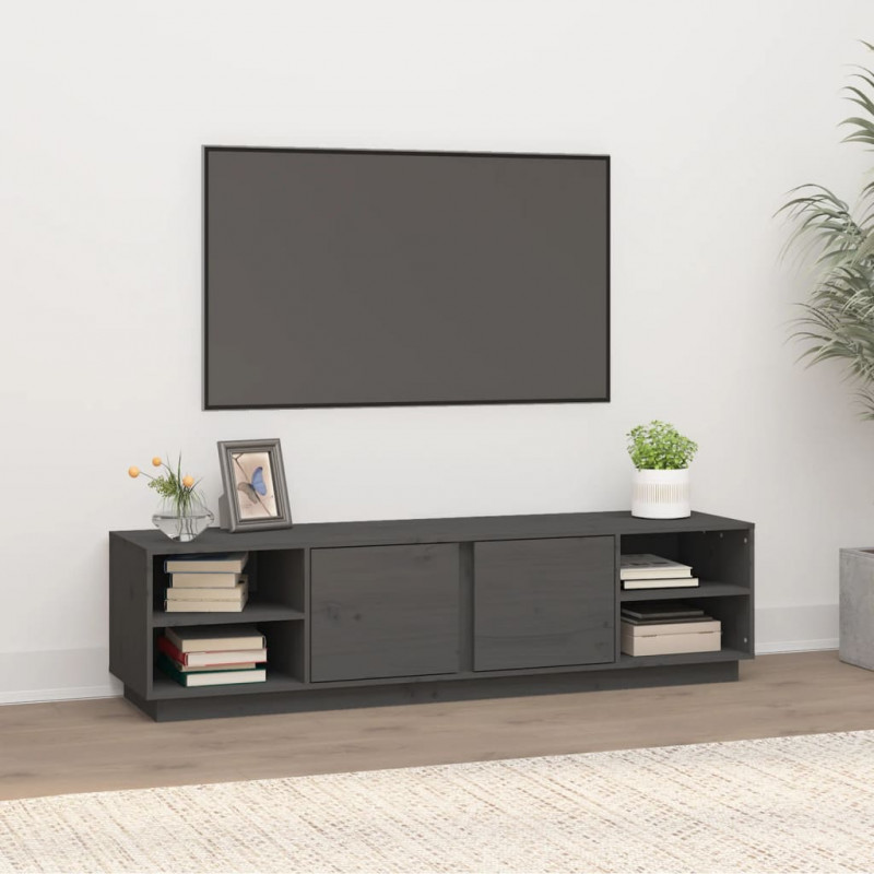 Szafka pod telewizor, szara, 156x40x40 cm, lite drewno sosnowe