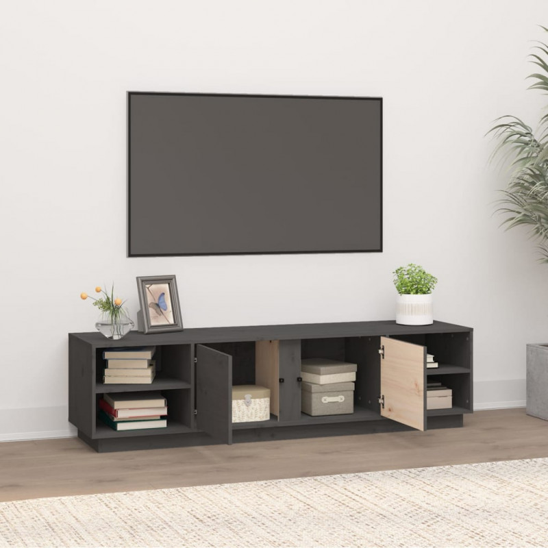 Szafka pod telewizor, szara, 156x40x40 cm, lite drewno sosnowe