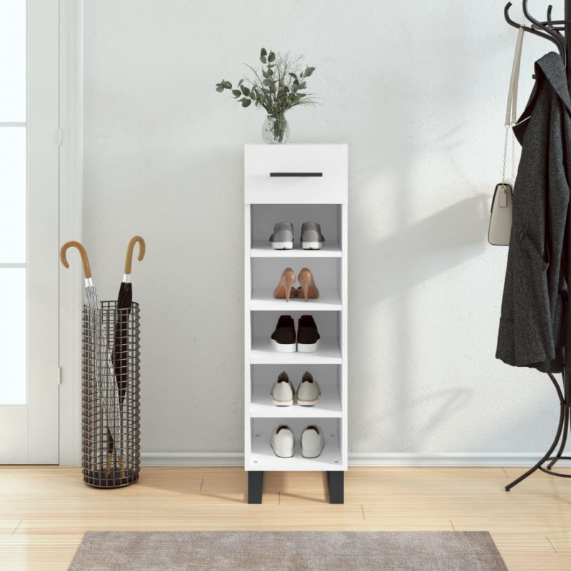 Szafka na buty, biała, 30x35x105 cm, materiał drewnopochodny