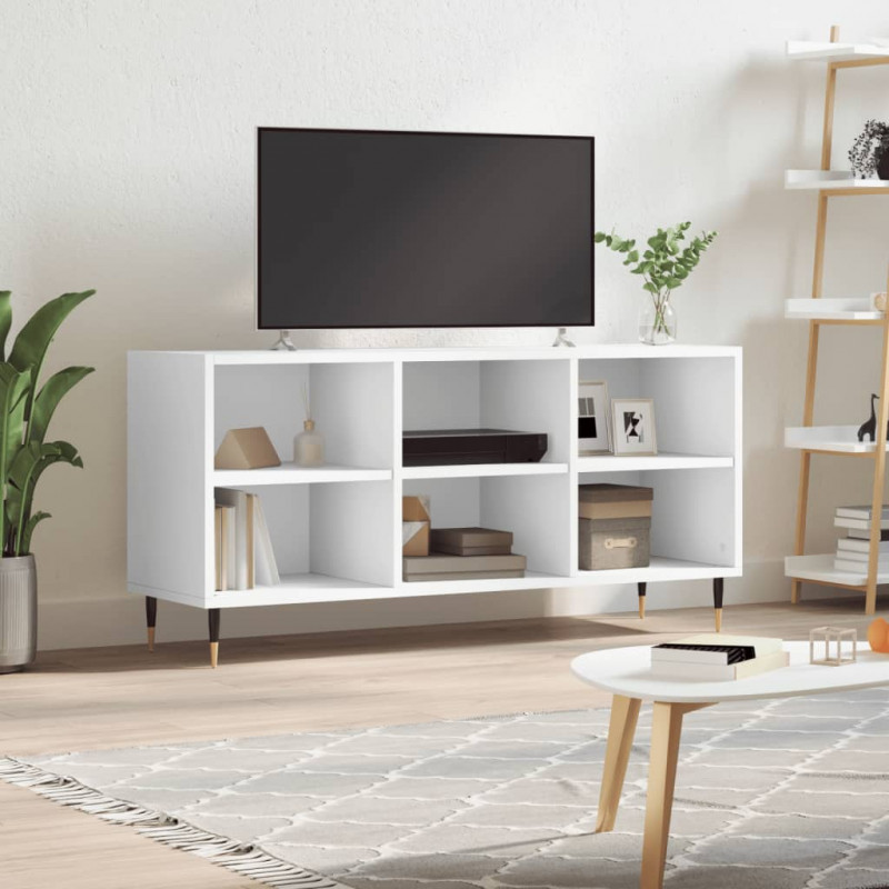 Szafka pod TV, biała, 103,5x30x50 cm, materiał drewnopochodny