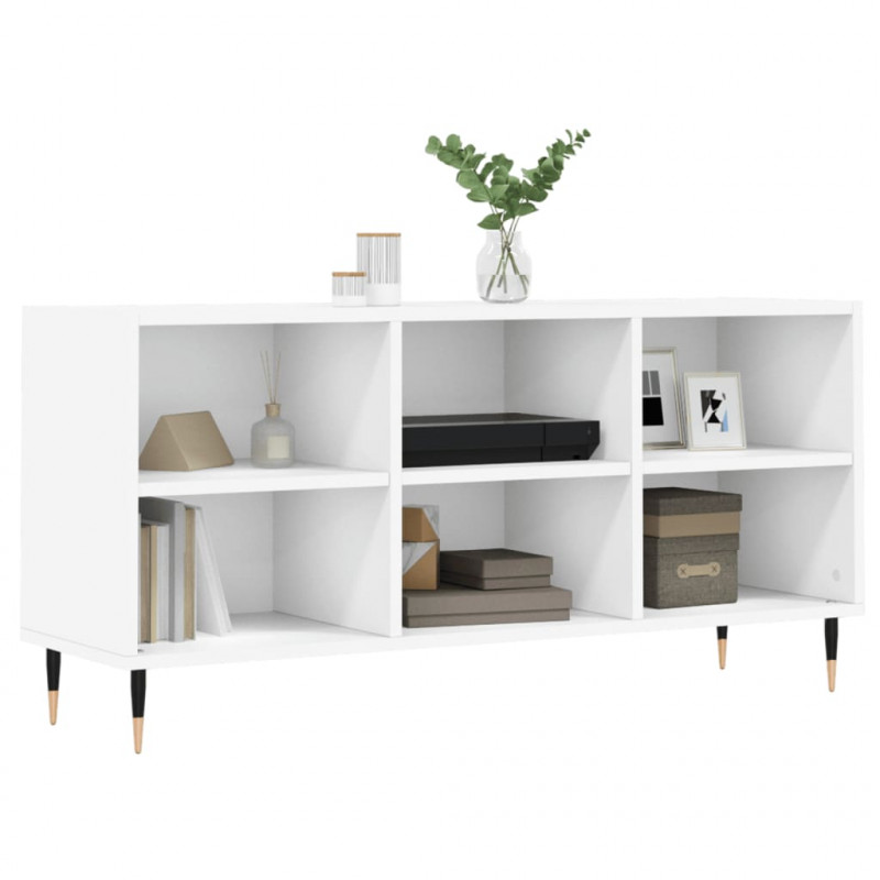 Szafka pod TV, biała, 103,5x30x50 cm, materiał drewnopochodny