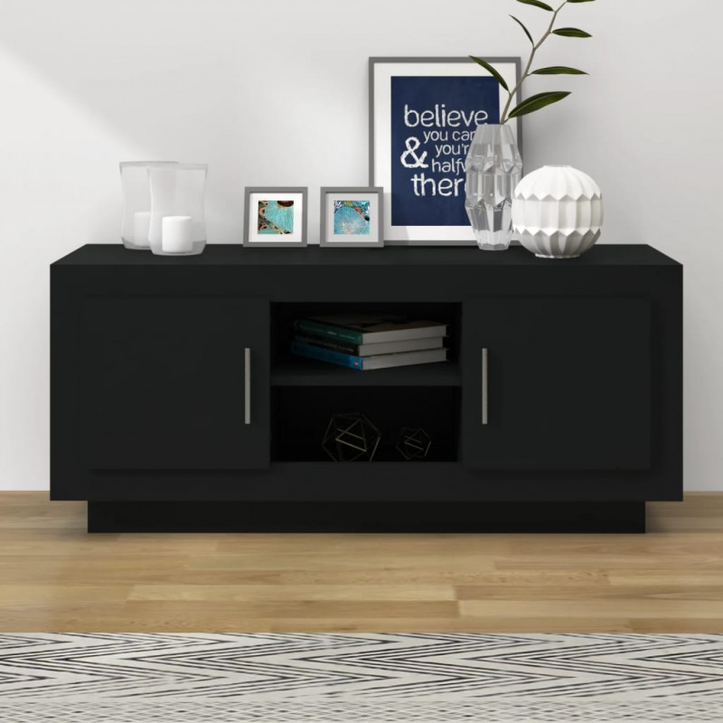 Szafka pod TV, czarna, 102x35x45 cm, materiał drewnopochodny
