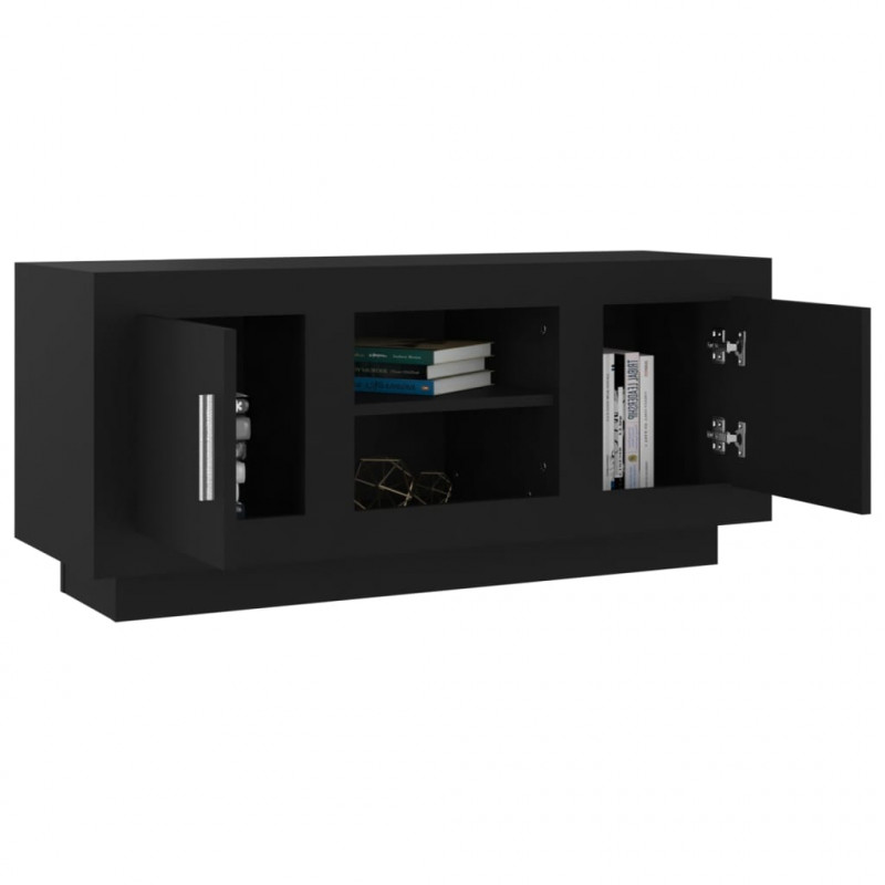 Szafka pod TV, czarna, 102x35x45 cm, materiał drewnopochodny