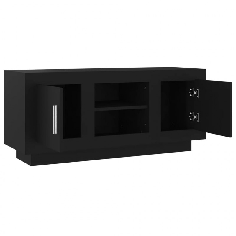 Szafka pod TV, czarna, 102x35x45 cm, materiał drewnopochodny