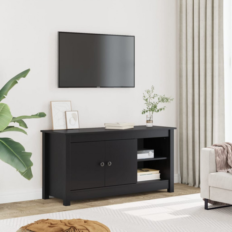 Szafka pod telewizor, czarna, 103x36,5x52 cm, drewno sosnowe