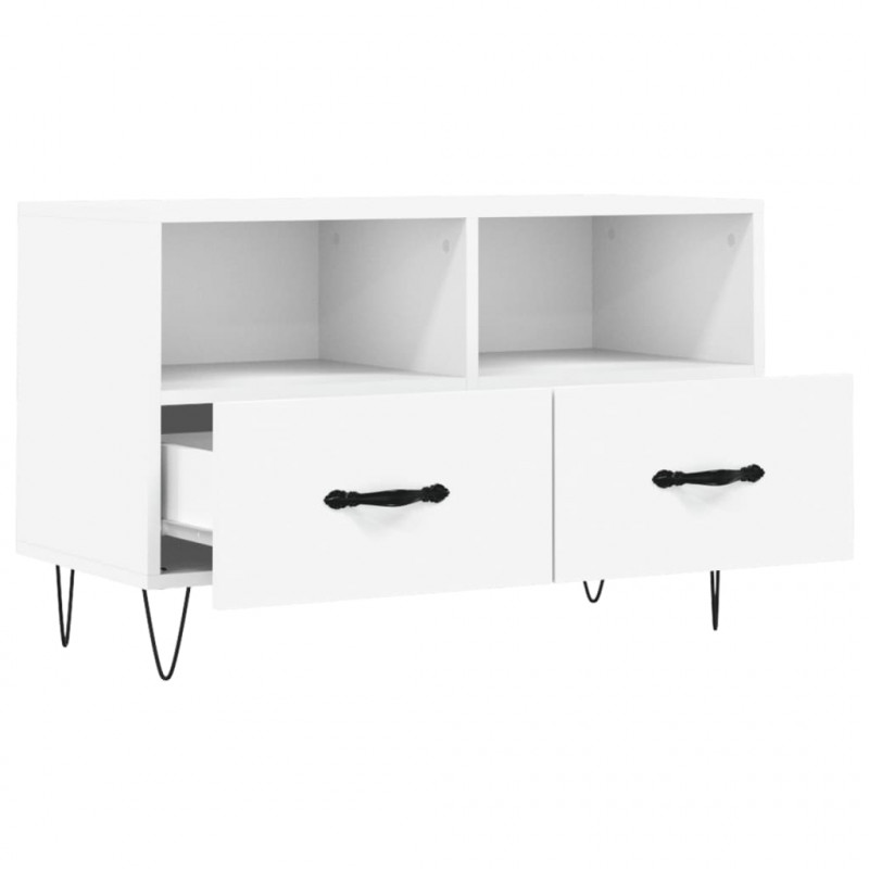 Szafka pod TV, biała, 80x36x50 cm, materiał drewnopochodny