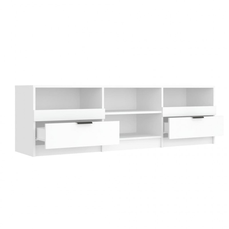 Szafka pod TV, biała, 150x33,5x45 cm, materiał drewnopochodny