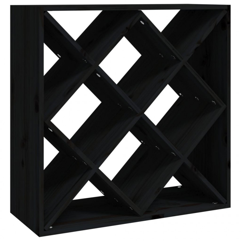 Szafka na wino, czarny, 62x25x62 cm, lite drewno sosnowe