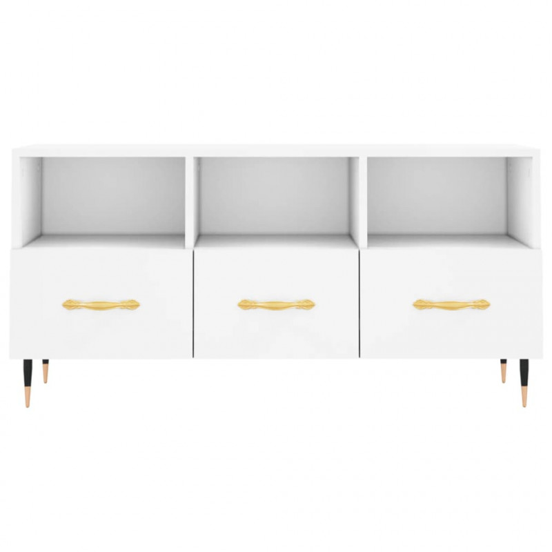 Szafka pod TV, biała, 102x36x50 cm, materiał drewnopochodny