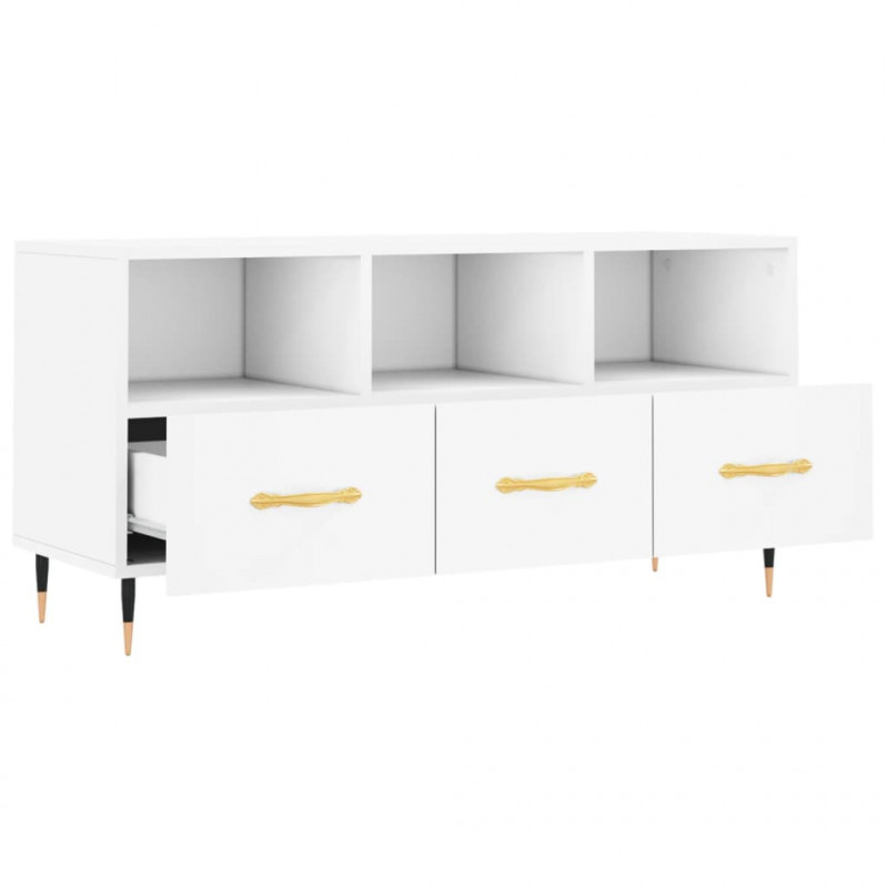 Szafka pod TV, biała, 102x36x50 cm, materiał drewnopochodny