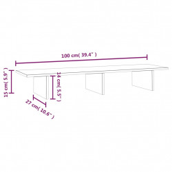 Podstawka na monitor, szara, 100x27x15 cm, lite drewno sosnowe