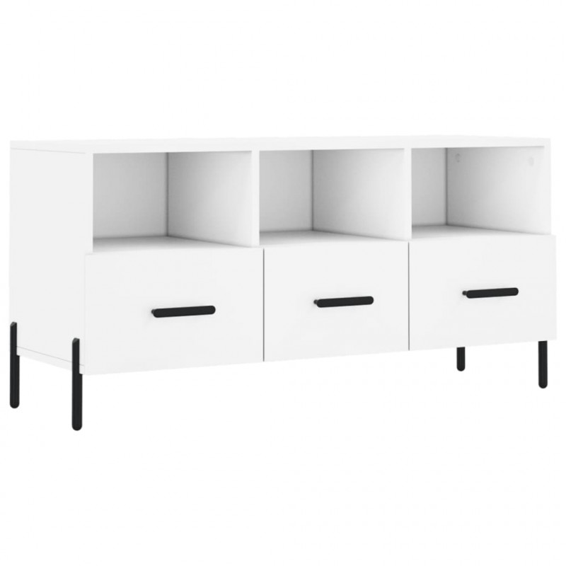 Szafka pod TV, biała, 102x36x50 cm, materiał drewnopochodny