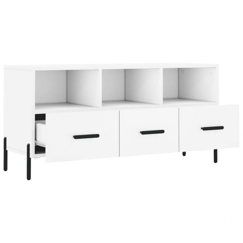 Szafka pod TV, biała, 102x36x50 cm, materiał drewnopochodny