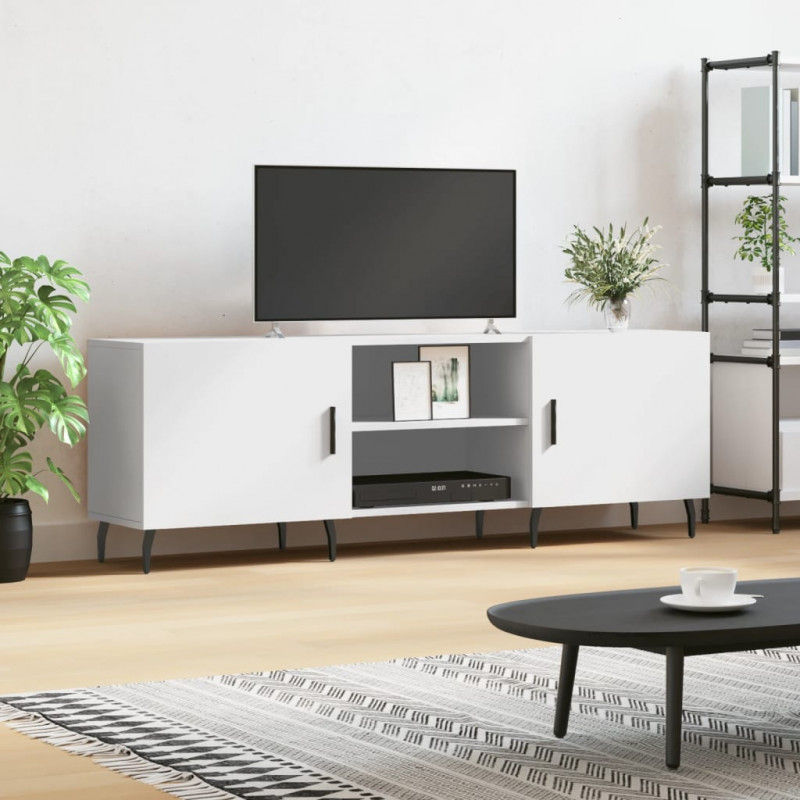 Szafka pod TV, biała, 150x30x50 cm, materiał drewnopochodny