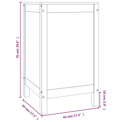 Skrzynia na pranie, szara, 44x44x76 cm, lita sosna