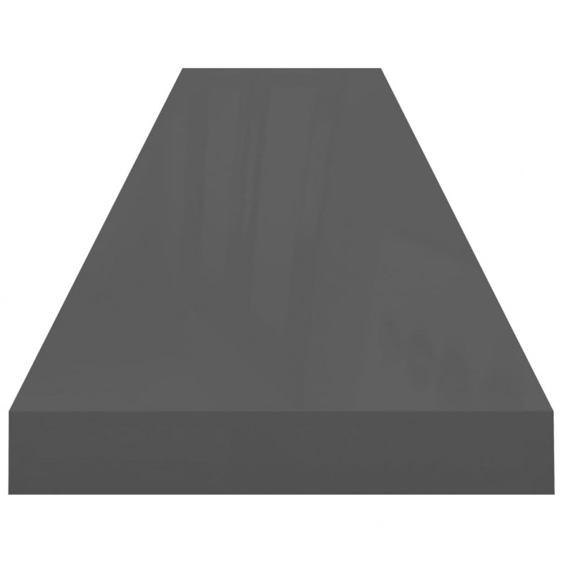 Półki ścienne, 4 szt., wysoki połysk, szare, 120x23,5x3,8 cm