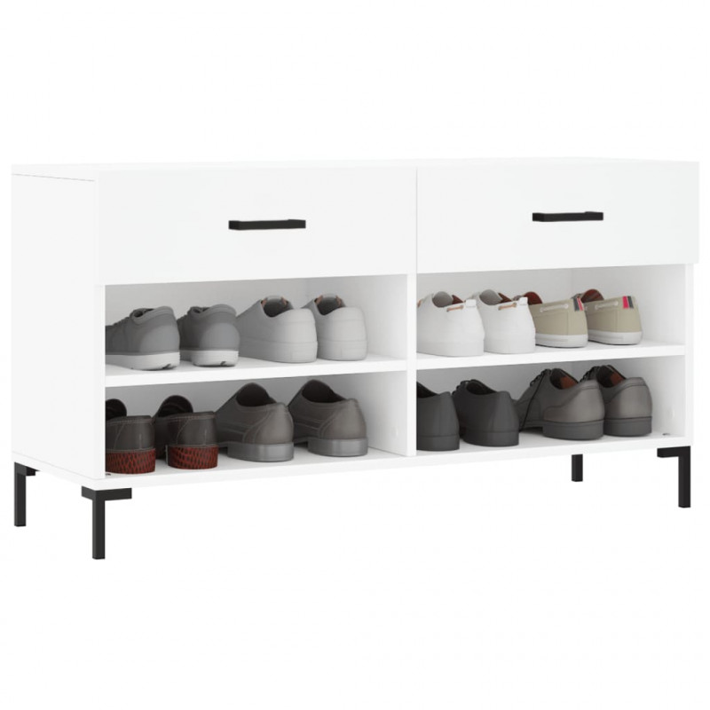 Ławka z miejscem na buty, biała, 102x35x55 cm