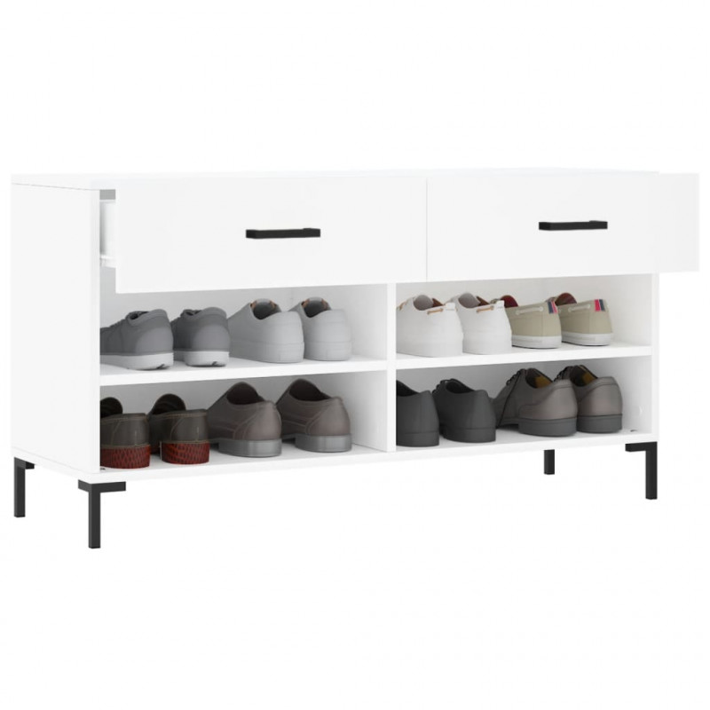 Ławka z miejscem na buty, biała, 102x35x55 cm
