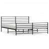 Metalowe łóżko z zanóżkiem, bez materaca, czarne, 180x200 cm