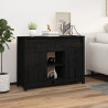 Szafka, czarna, 100x35x74,5 cm, lite drewno sosnowe