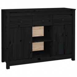 Szafka, czarna, 100x35x74,5 cm, lite drewno sosnowe