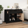 Szafka, czarna, 100x35x74,5 cm, lite drewno sosnowe
