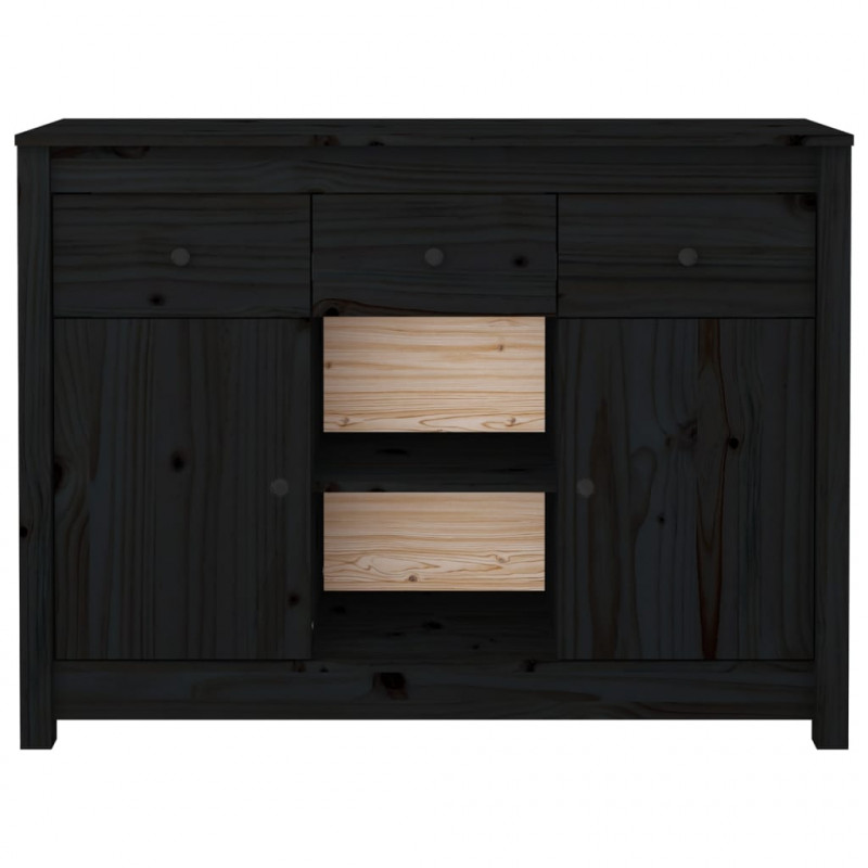 Szafka, czarna, 100x35x74,5 cm, lite drewno sosnowe