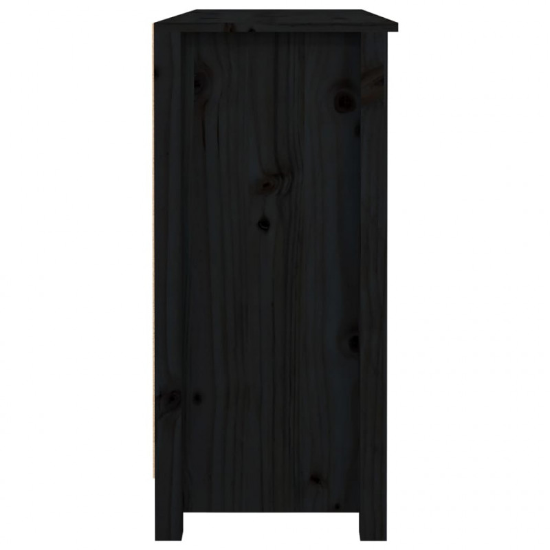 Szafka, czarna, 100x35x74,5 cm, lite drewno sosnowe