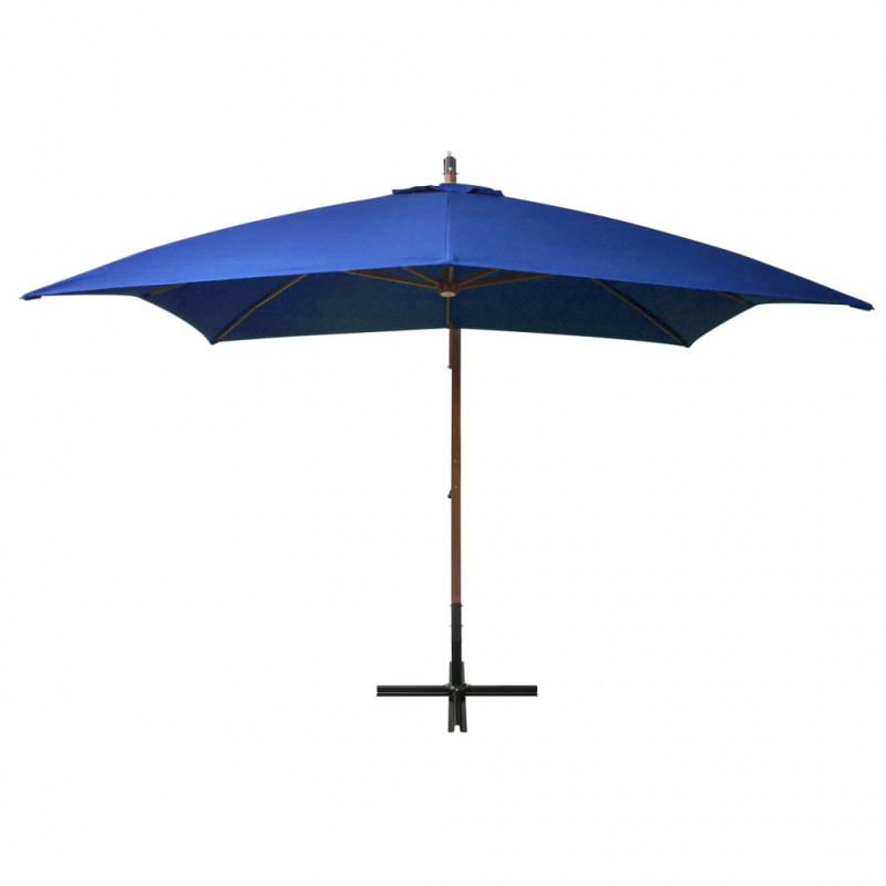 Parasol ogrodowy wiszący, jodłowy słupek, niebieski, 3x3 m