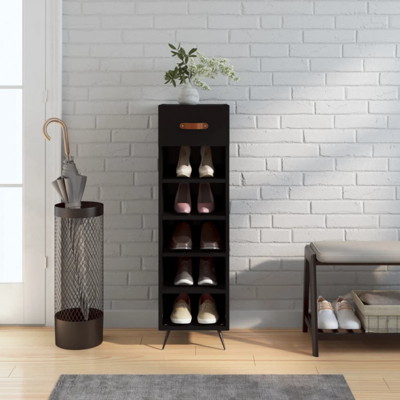 Szafka na buty, czarna, 30x35x105 cm, materiał drewnopochodny
