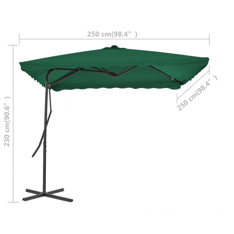 Parasol ogrodowy na słupku stalowym, 250 x 250 cm, zielony
