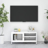 Szafka pod telewizor, biała, 90x30x44 cm, stal i szkło