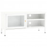 Szafka pod telewizor, biała, 90x30x44 cm, stal i szkło