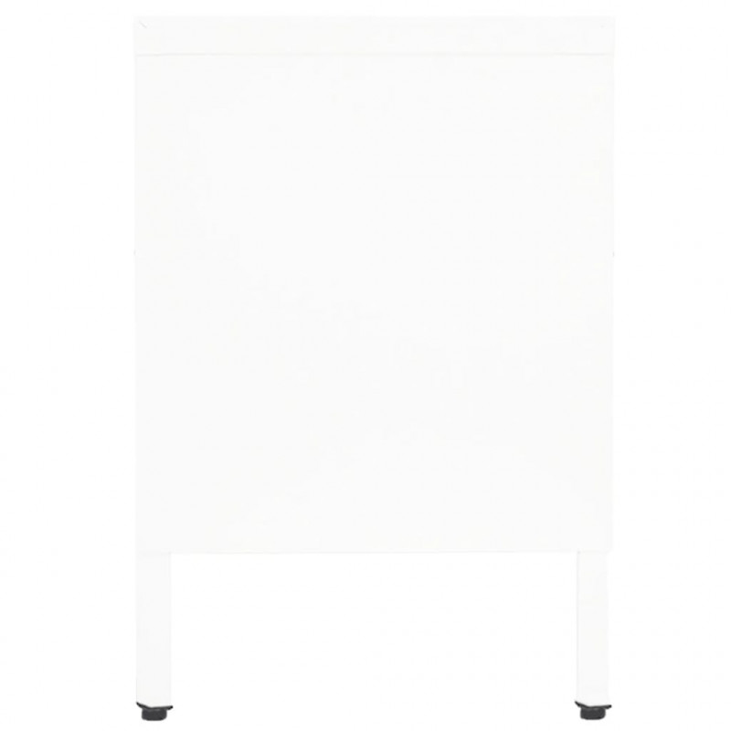 Szafka pod telewizor, biała, 90x30x44 cm, stal i szkło