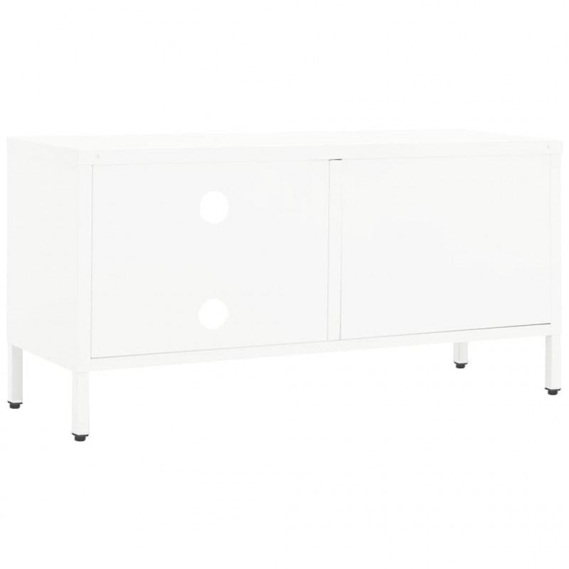Szafka pod telewizor, biała, 90x30x44 cm, stal i szkło