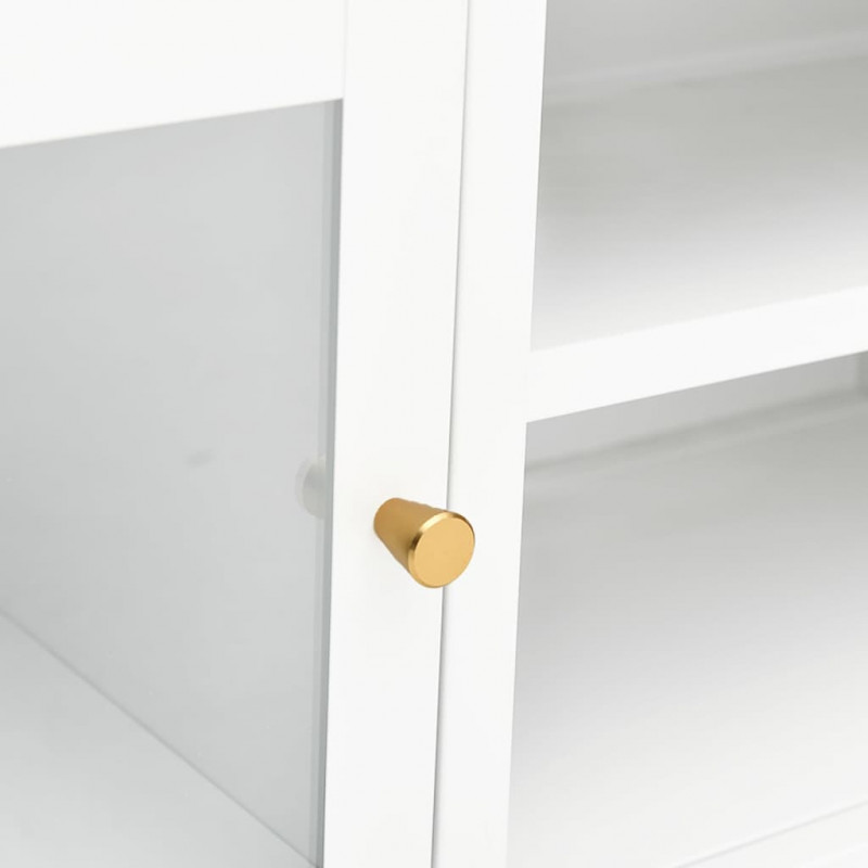 Szafka pod telewizor, biała, 90x30x44 cm, stal i szkło