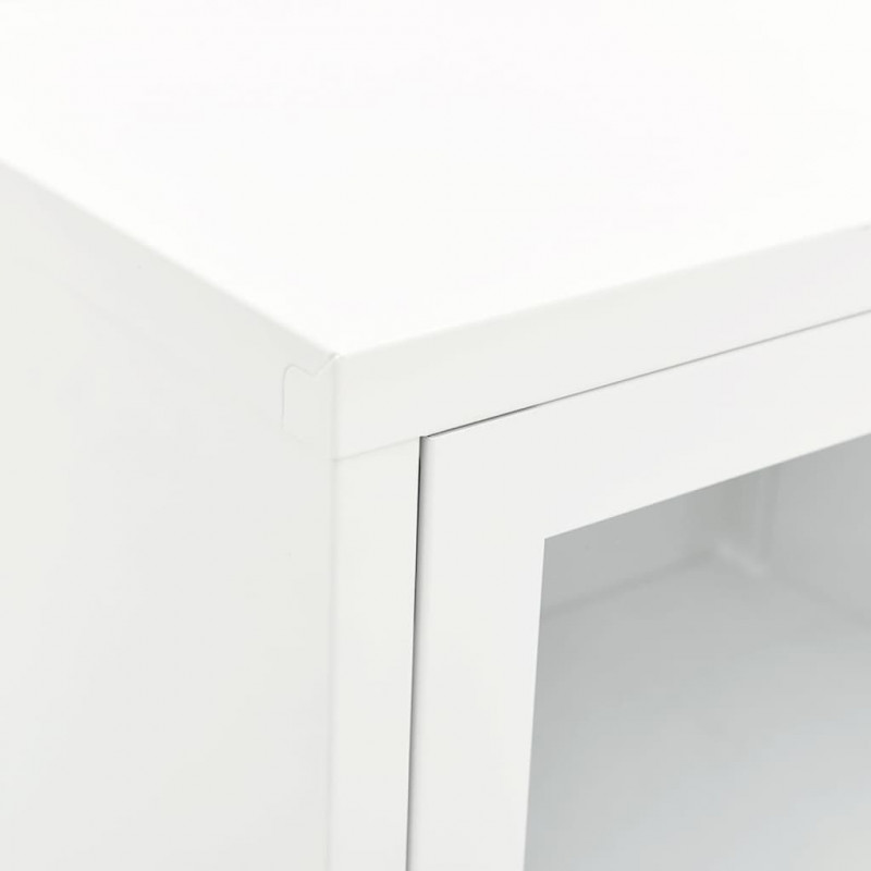 Szafka pod telewizor, biała, 90x30x44 cm, stal i szkło
