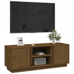 Szafka pod TV, miodowy brąz, 110x35x40,5cm, lite drewno sosnowe