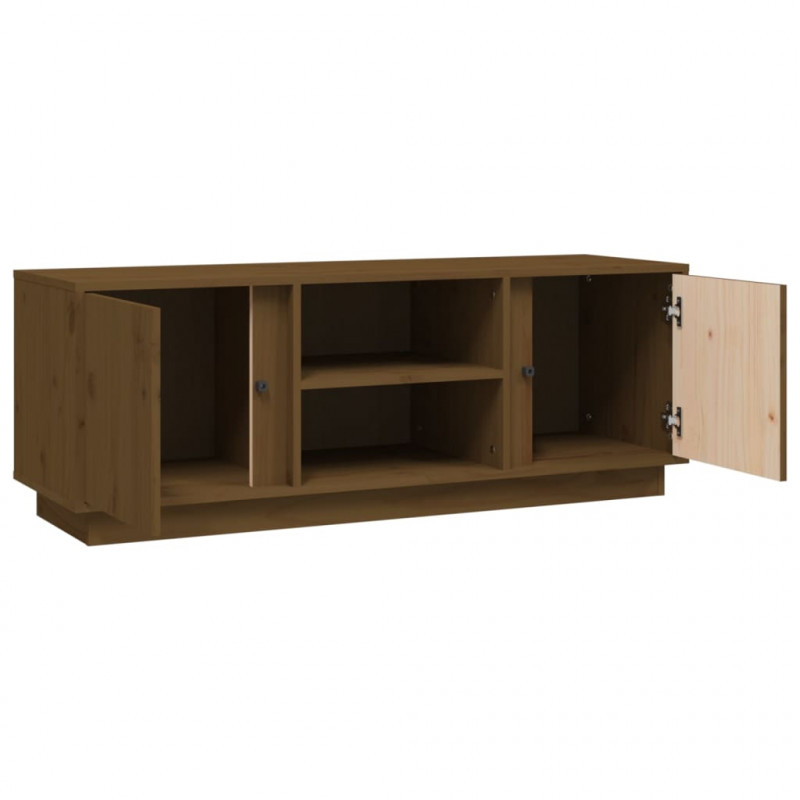 Szafka pod TV, miodowy brąz, 110x35x40,5cm, lite drewno sosnowe
