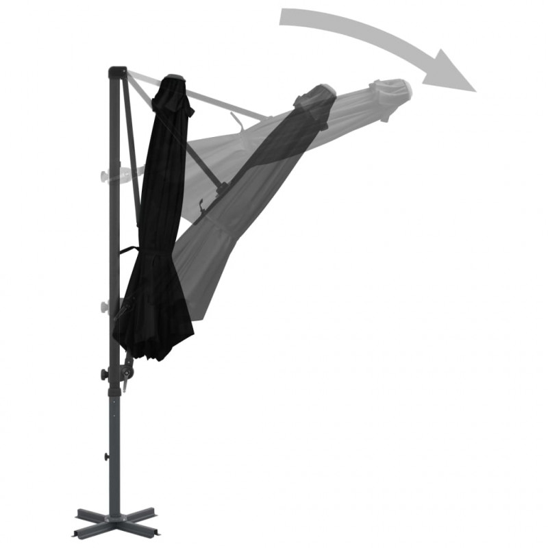 Parasol wiszący z aluminiowym słupkiem, 300 cm, czarny
