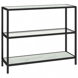 Półka, przezroczysta/biały marmur 100x36x90 cm, szkło hartowane